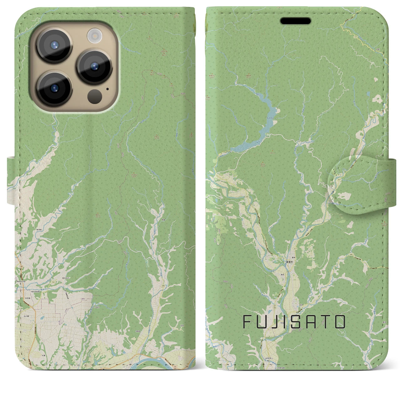 【藤里（秋田県）】地図柄iPhoneケース（手帳タイプ）