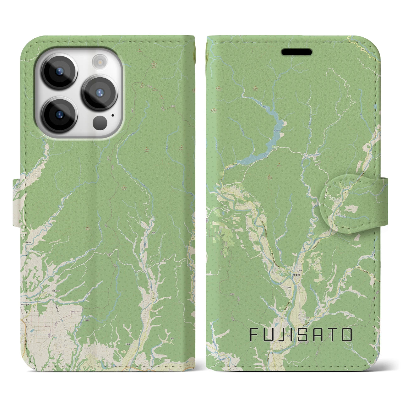 【藤里（秋田県）】地図柄iPhoneケース（手帳タイプ）