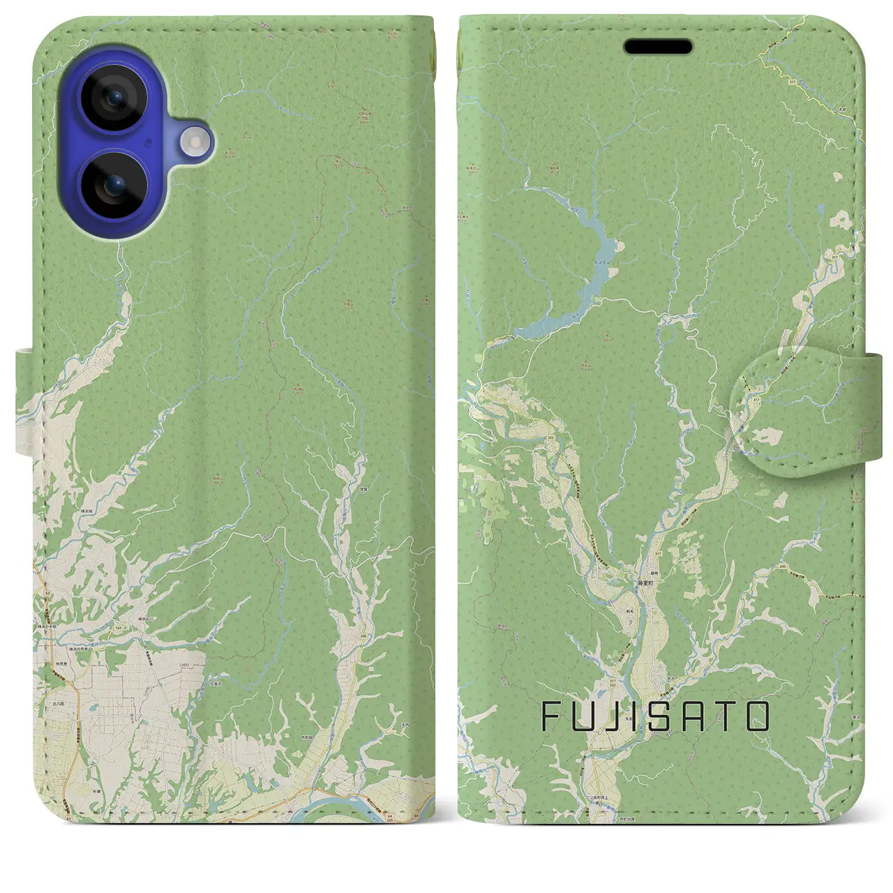 【藤里（秋田県）】地図柄iPhoneケース（手帳タイプ）