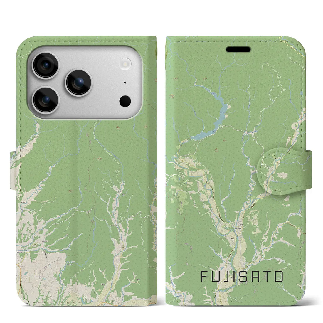 【藤里(秋田県)】地図柄iPhoneケース(手帳タイプ)ナチュラル・iPhone 17 Pro Max 用
