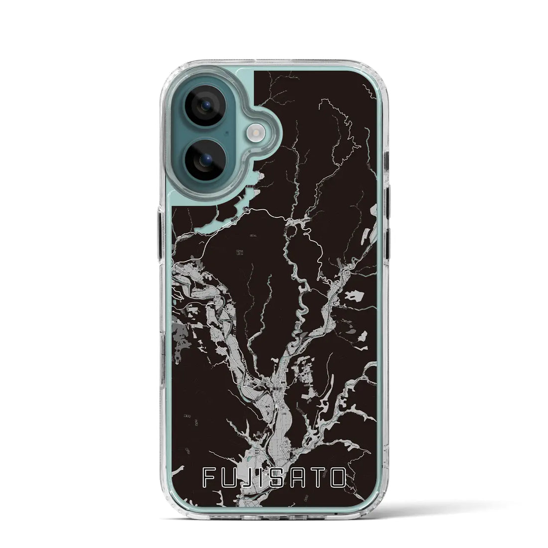 【藤里（秋田県）】地図柄iPhoneケース（MagSafeタイプ）モノトーン・iPhone 16 Pro 用