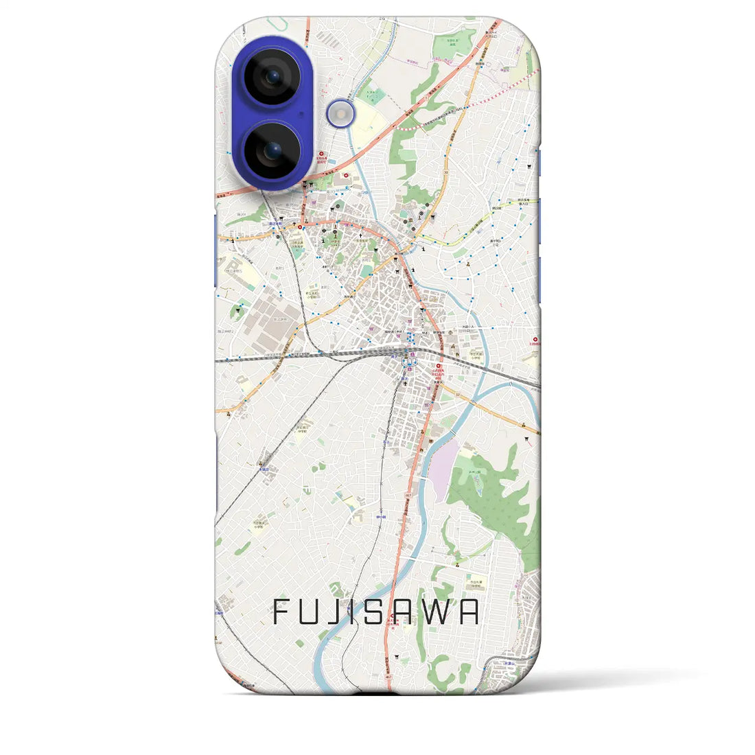 【藤沢(神奈川県)】地図柄iPhoneケース(バックカバータイプ)ブラック・iPhone 16 Pro Max 用