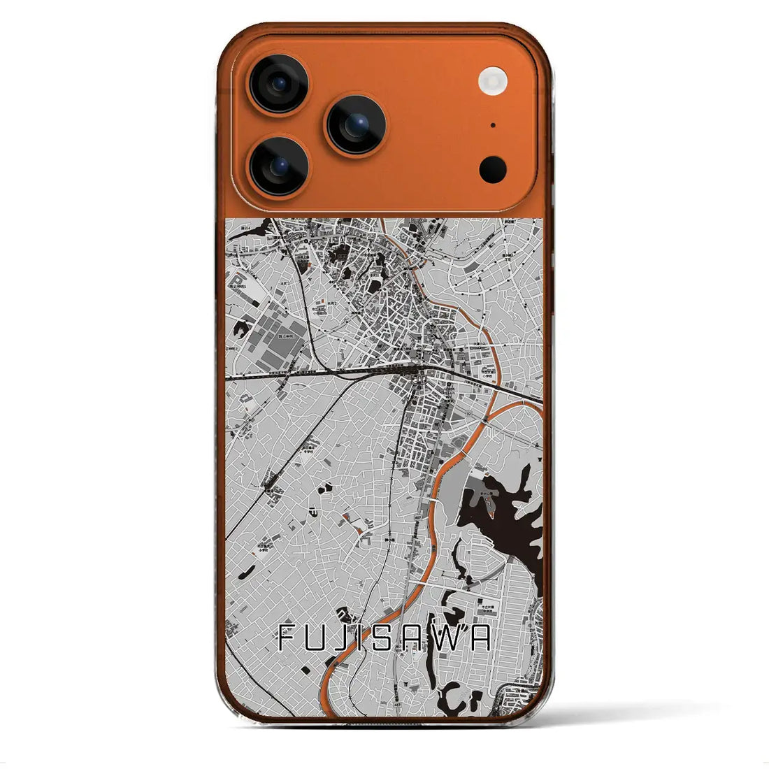 【藤沢(神奈川県)】地図柄iPhoneケース(クリアタイプ)モノトーン・iPhone 17 Pro Max 用