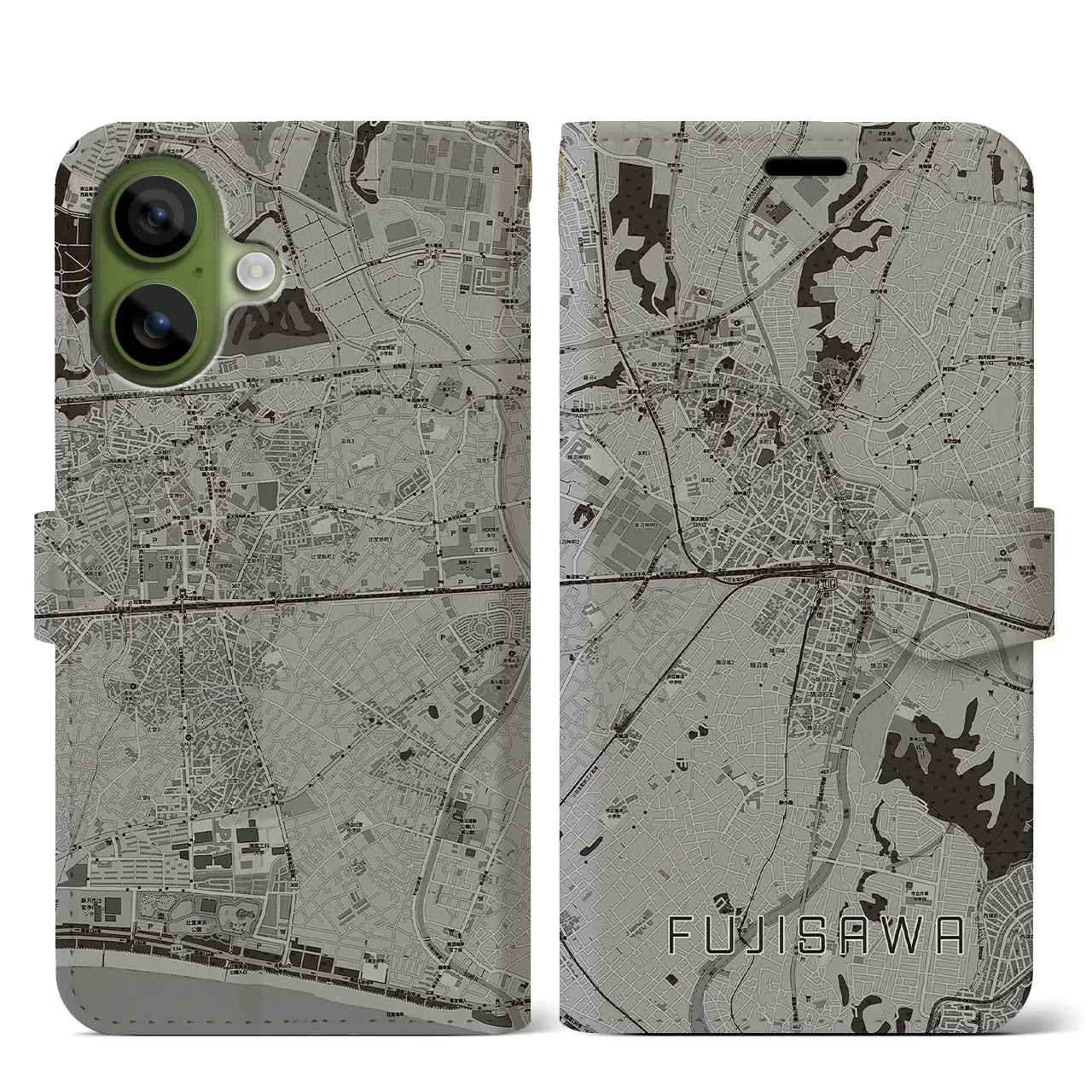 【藤沢（神奈川県）】地図柄iPhoneケース（手帳タイプ）