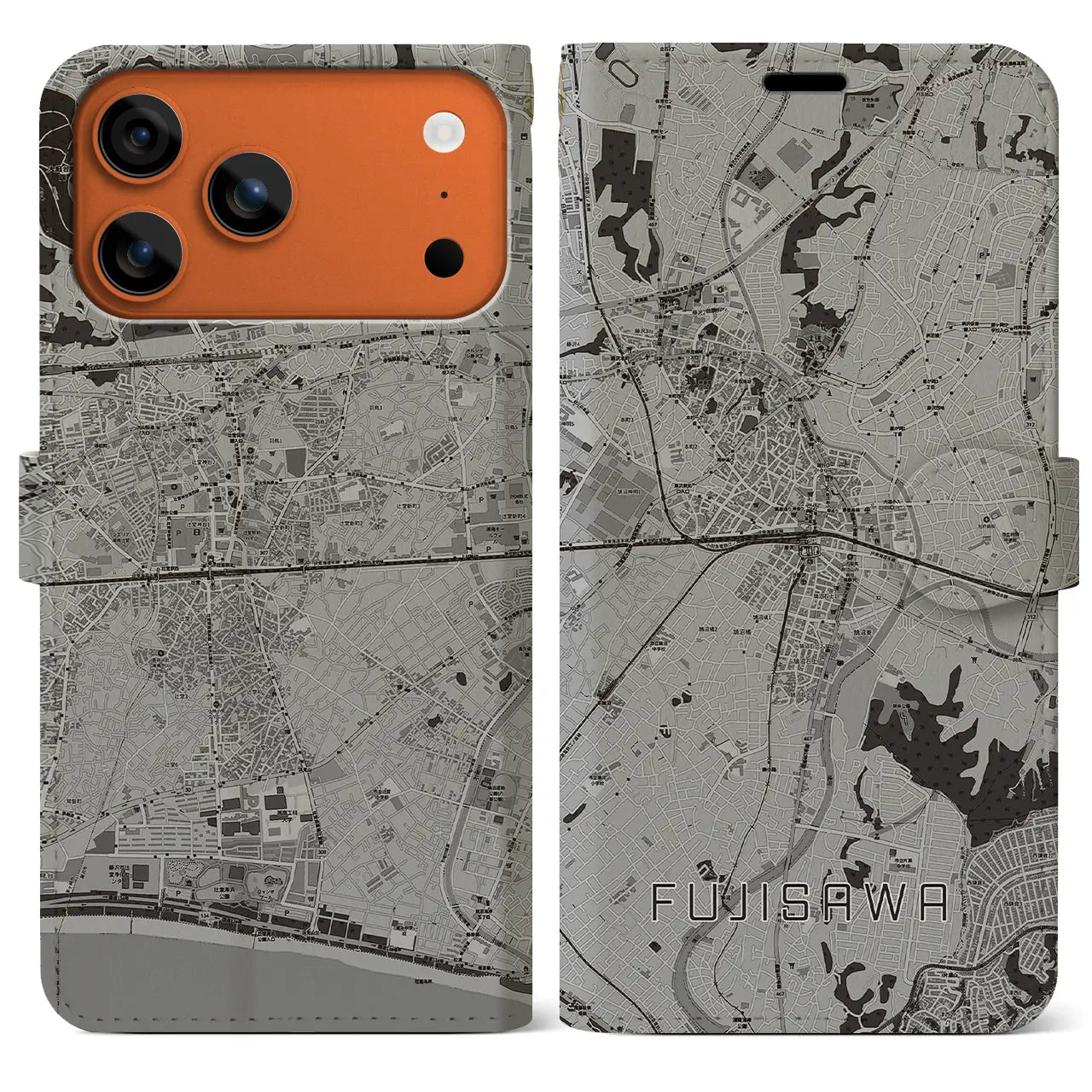 【藤沢（神奈川県）】地図柄iPhoneケース（手帳タイプ）