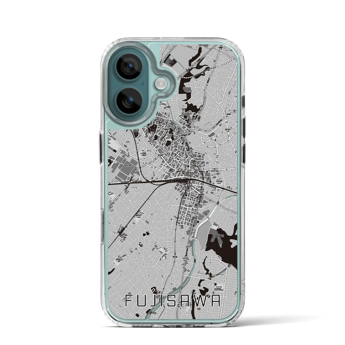 【藤沢(神奈川県)】地図柄iPhoneケース(MagSafeタイプ)モノトーン・iPhone 16 Pro 用