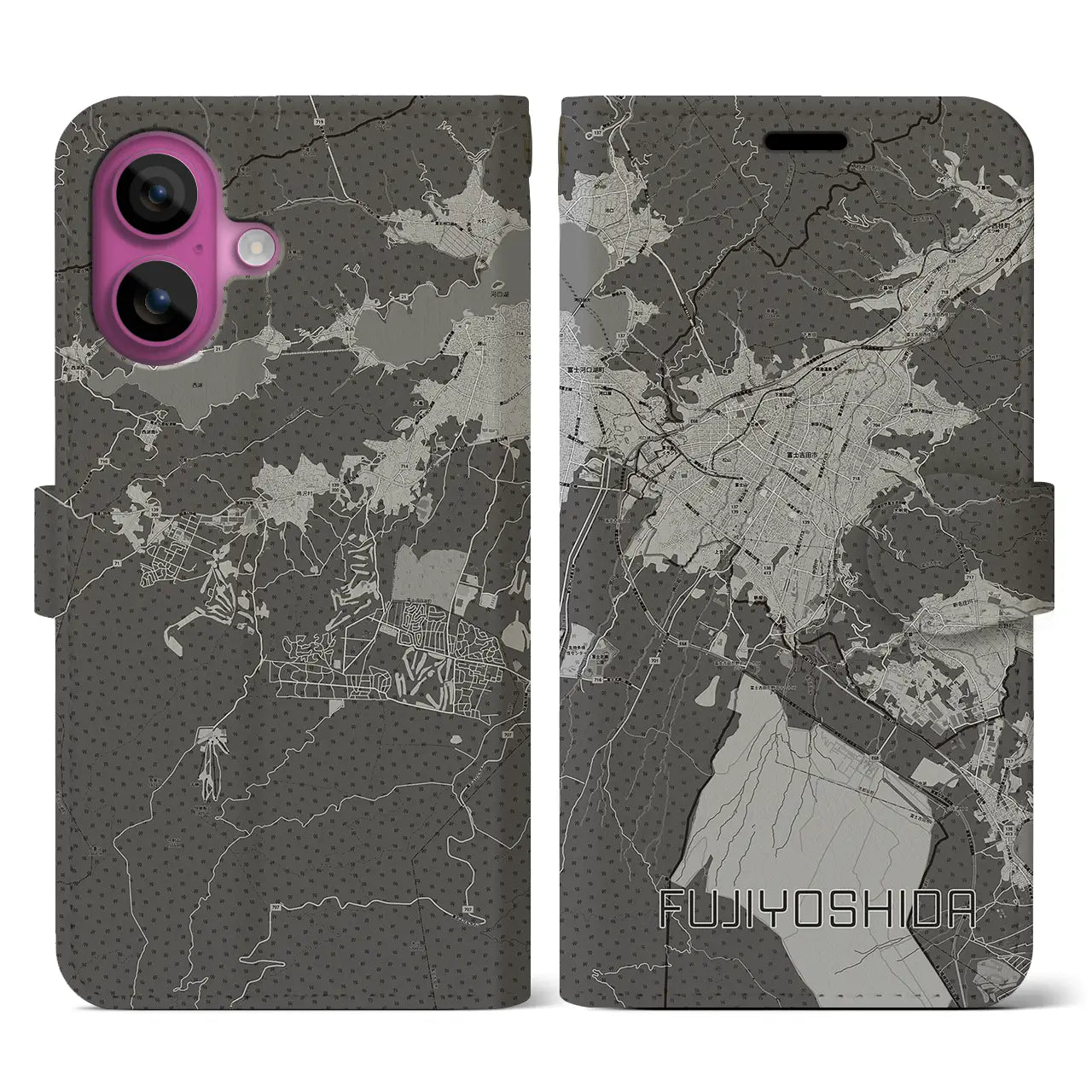 【富士吉田（山梨県）】地図柄iPhoneケース（手帳タイプ）