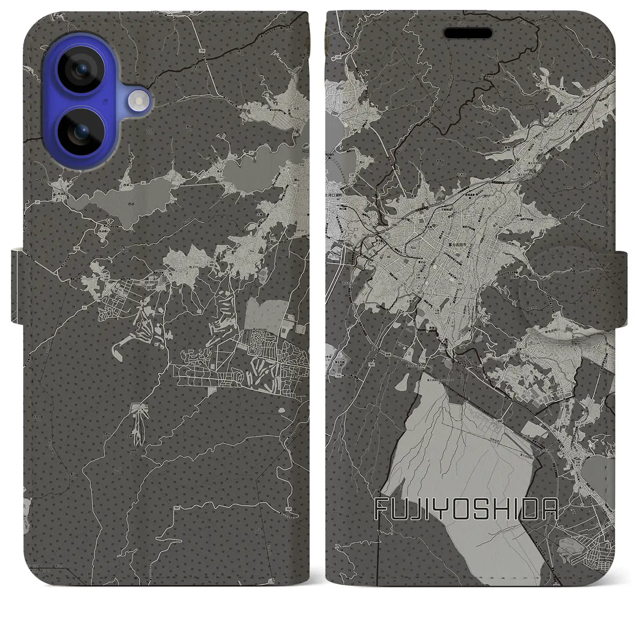 【富士吉田（山梨県）】地図柄iPhoneケース（手帳タイプ）