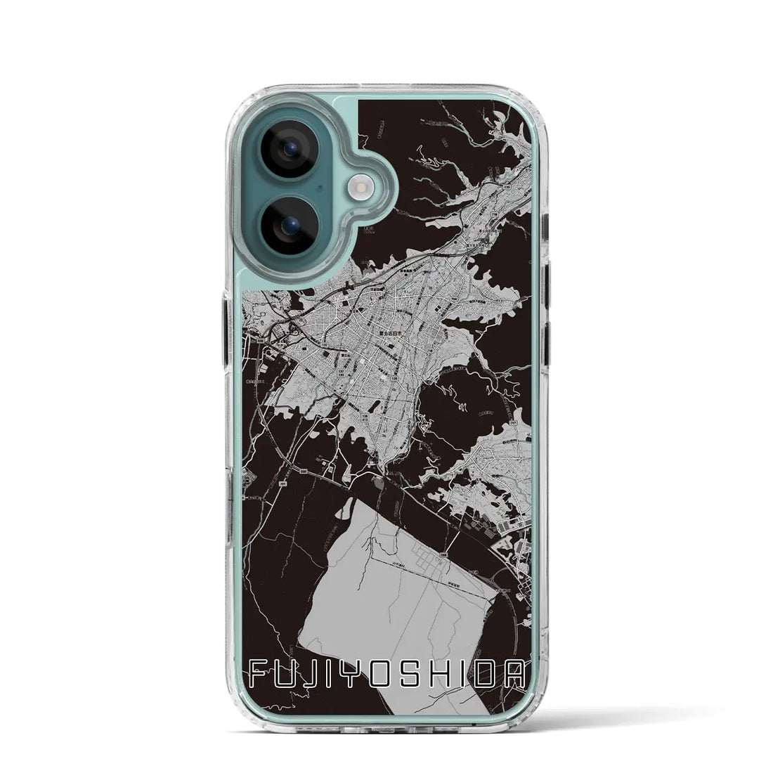 【富士吉田(山梨県)】地図柄iPhoneケース(MagSafeタイプ)モノトーン・iPhone 16 Pro 用