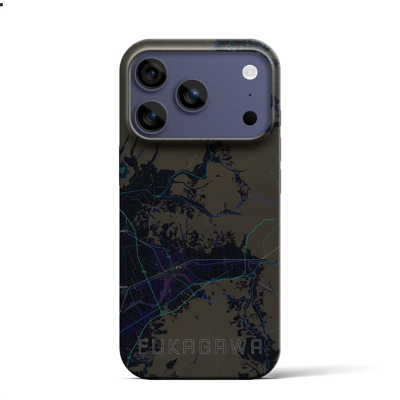 【深川（北海道）】地図柄iPhoneケース（バックカバータイプ）