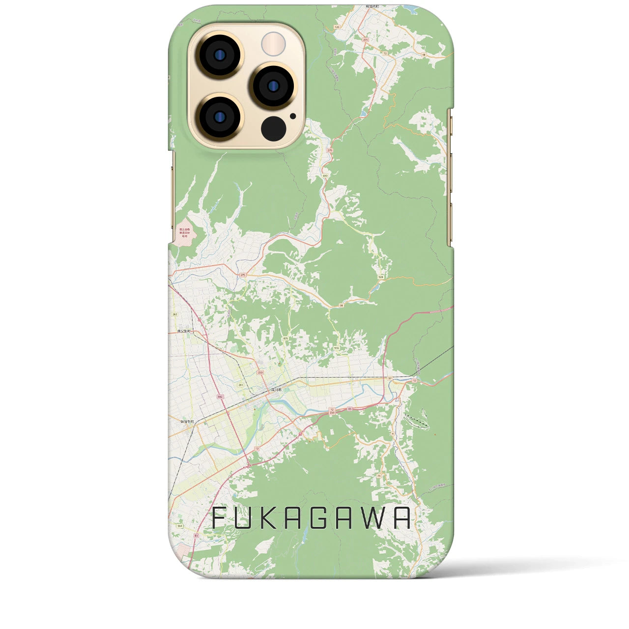 【深川（北海道）】地図柄iPhoneケース（バックカバータイプ）