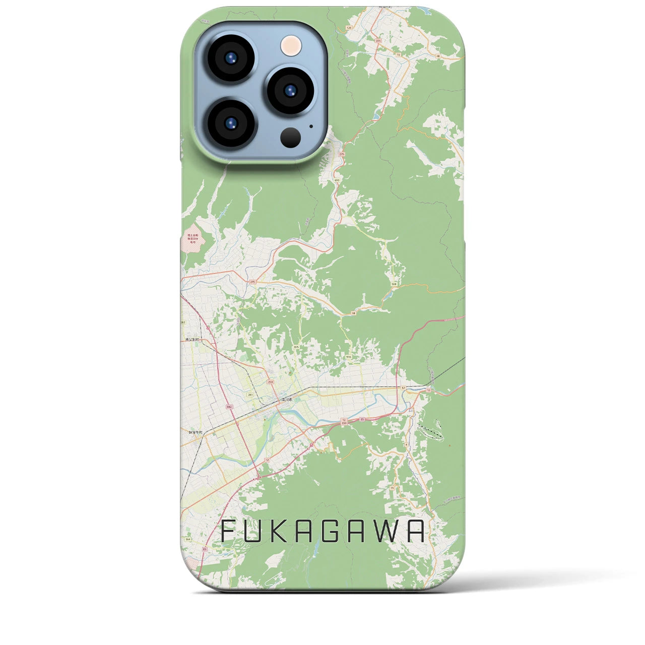 【深川（北海道）】地図柄iPhoneケース（バックカバータイプ）