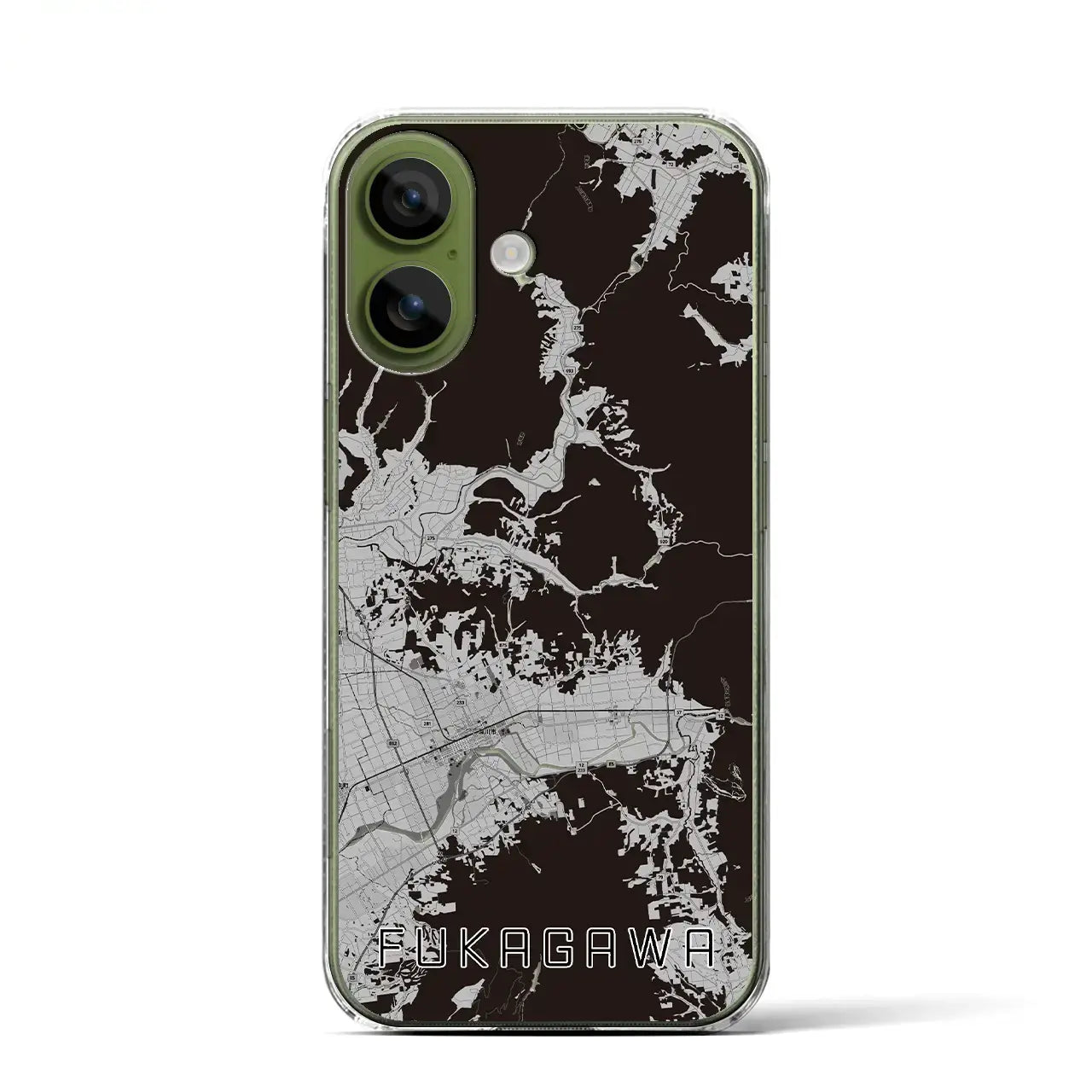 【深川（北海道）】地図柄iPhoneケース（クリアタイプ）