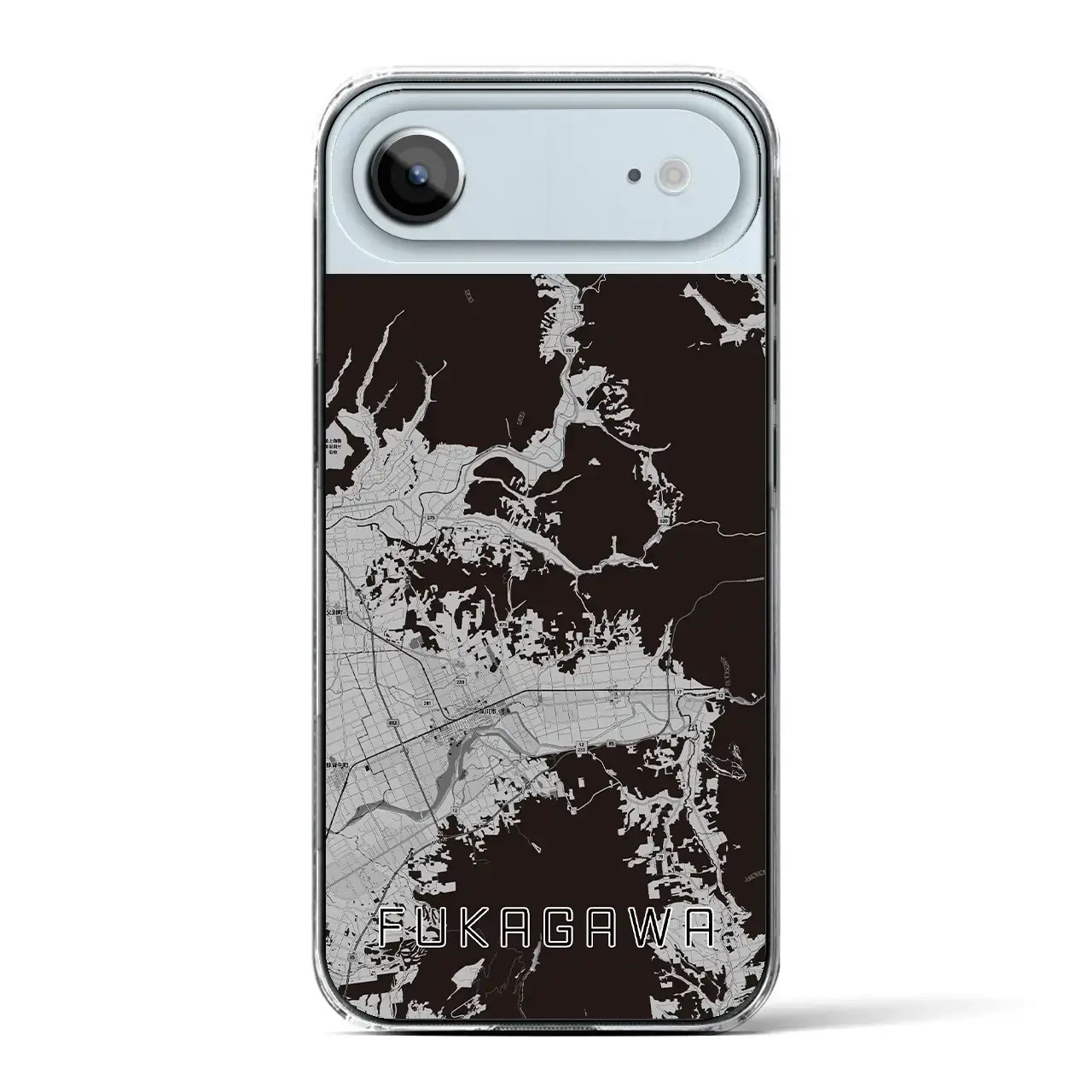 【深川（北海道）】地図柄iPhoneケース（クリアタイプ）