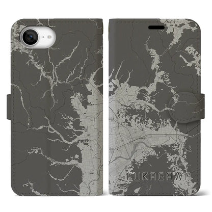 【深川（北海道）】地図柄iPhoneケース（手帳タイプ）