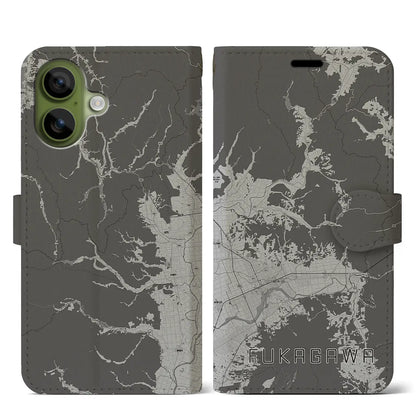 【深川（北海道）】地図柄iPhoneケース（手帳タイプ）