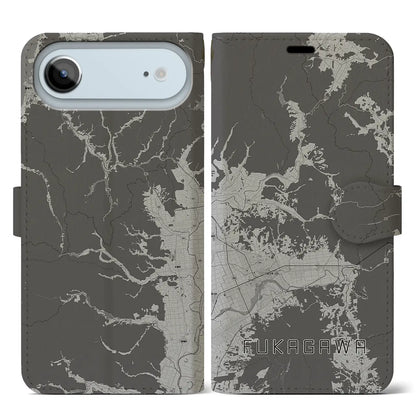 【深川（北海道）】地図柄iPhoneケース（手帳タイプ）