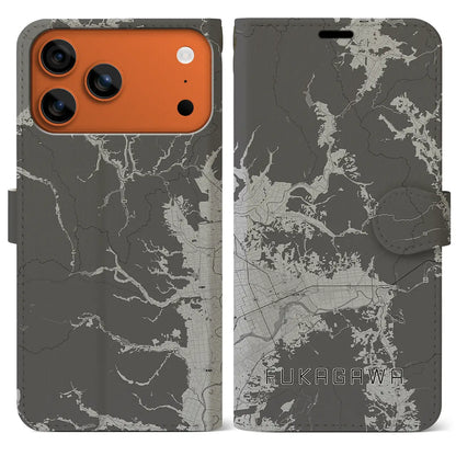 【深川（北海道）】地図柄iPhoneケース（手帳タイプ）