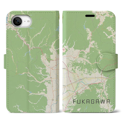 【深川（北海道）】地図柄iPhoneケース（手帳タイプ）