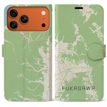 【深川（北海道）】地図柄iPhoneケース（手帳タイプ）