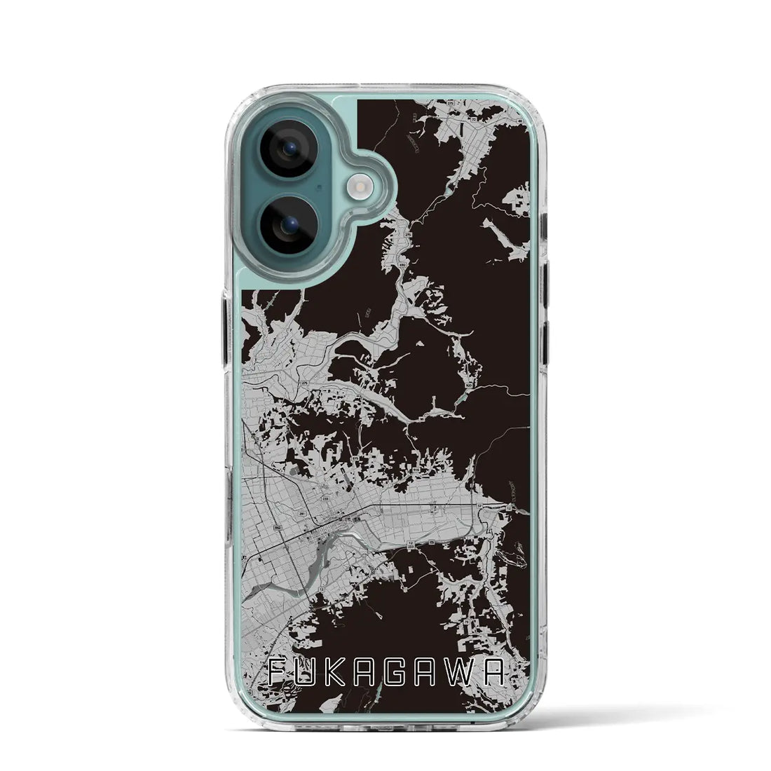 【深川（北海道）】地図柄iPhoneケース（MagSafeタイプ）モノトーン・iPhone 16 Pro 用