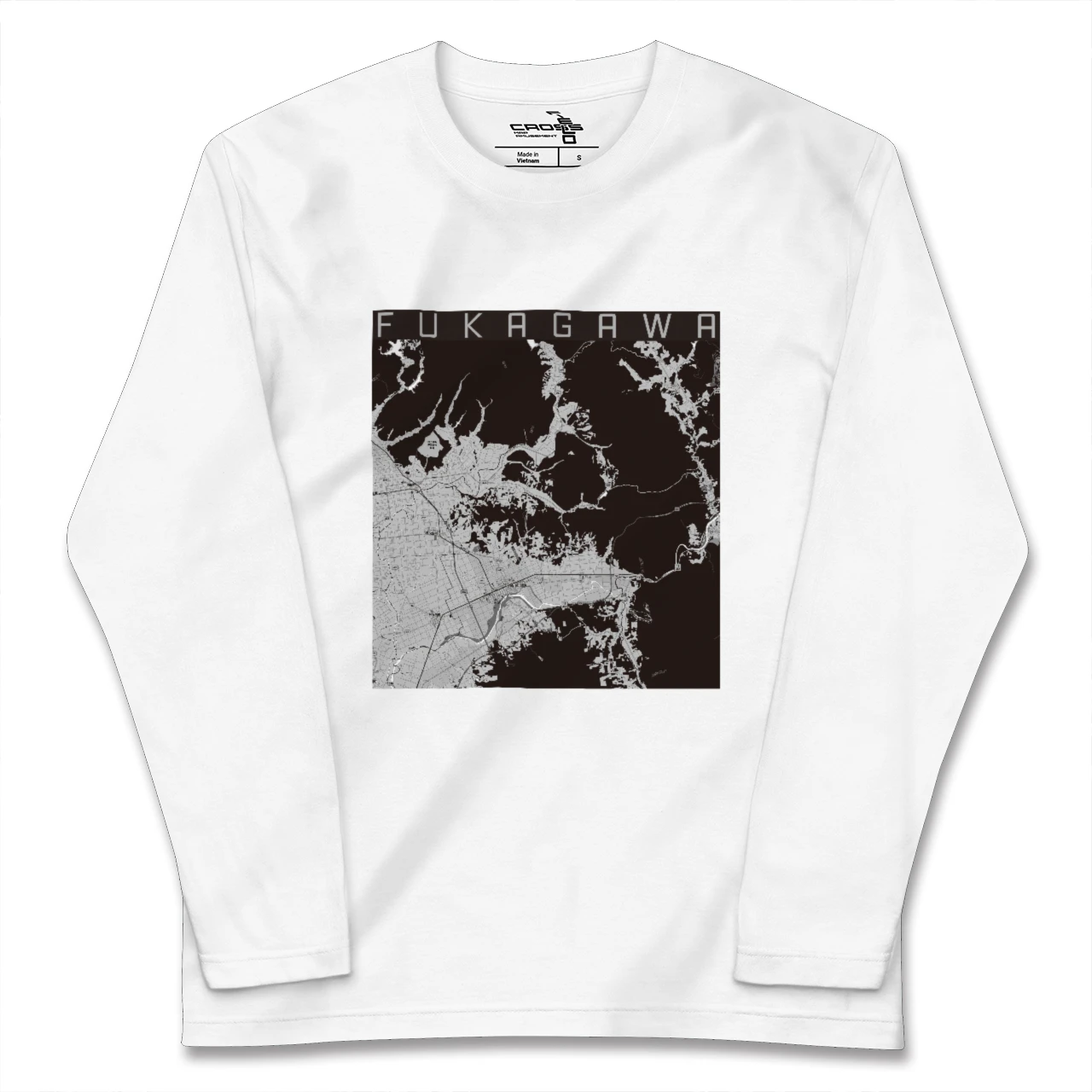 【深川（北海道）（北海道）】地図柄ロングスリーブTシャツ
