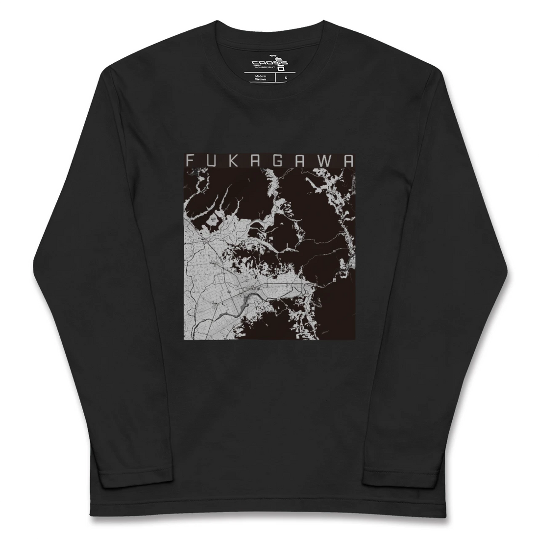 【深川（北海道）（北海道）】地図柄ロングスリーブTシャツ