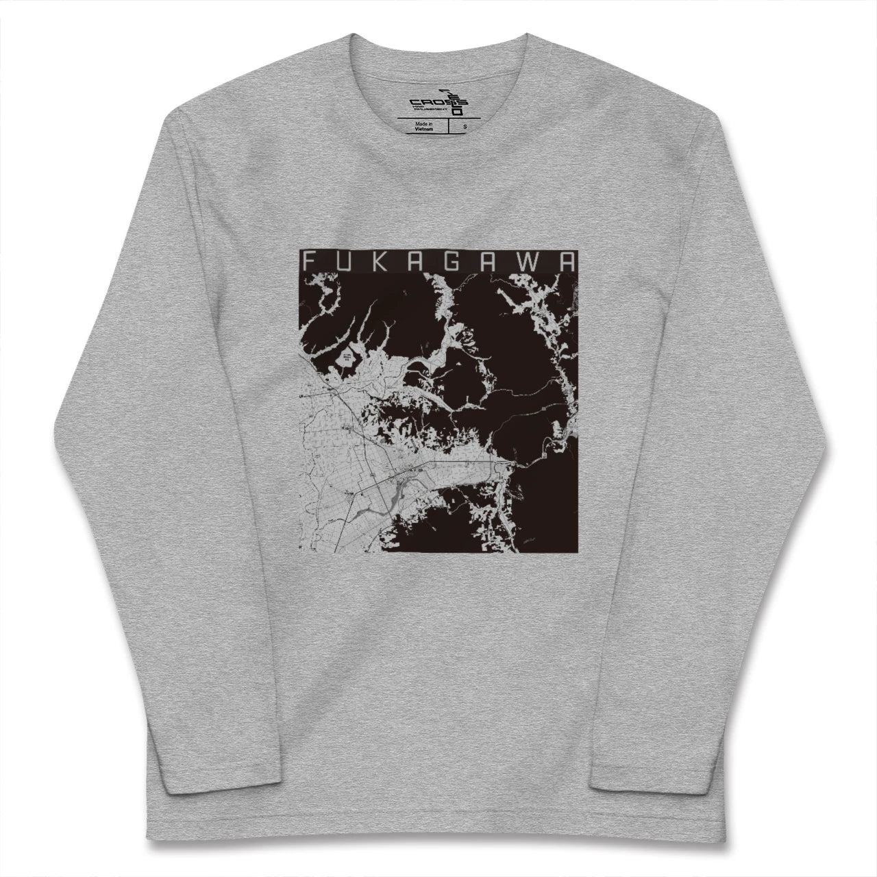 【深川（北海道）（北海道）】地図柄ロングスリーブTシャツ