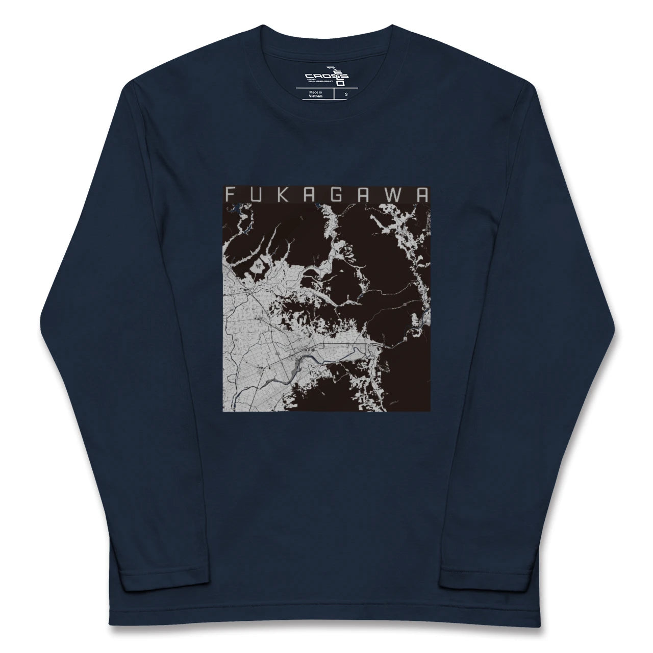 【深川（北海道）（北海道）】地図柄ロングスリーブTシャツ