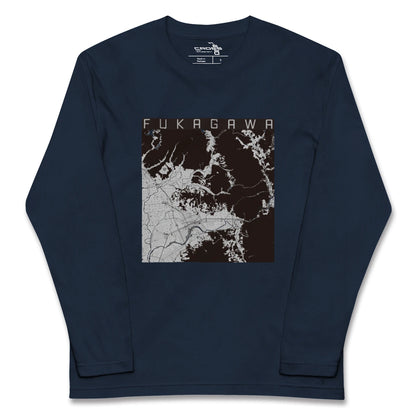 【深川（北海道）（北海道）】地図柄ロングスリーブTシャツ