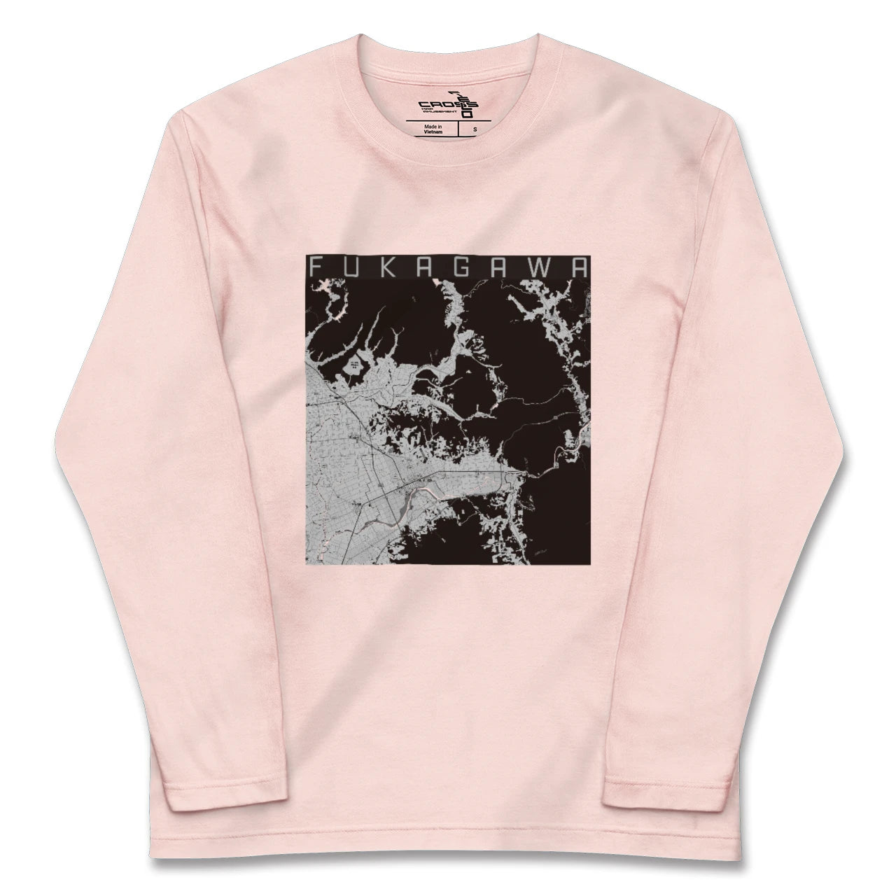 【深川（北海道）（北海道）】地図柄ロングスリーブTシャツ
