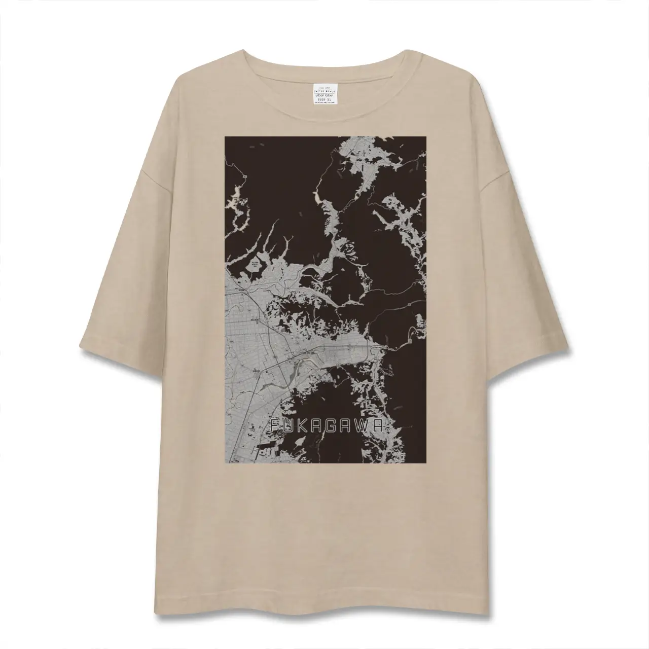 【深川（北海道）（北海道）】地図柄ビッグシルエットTシャツ