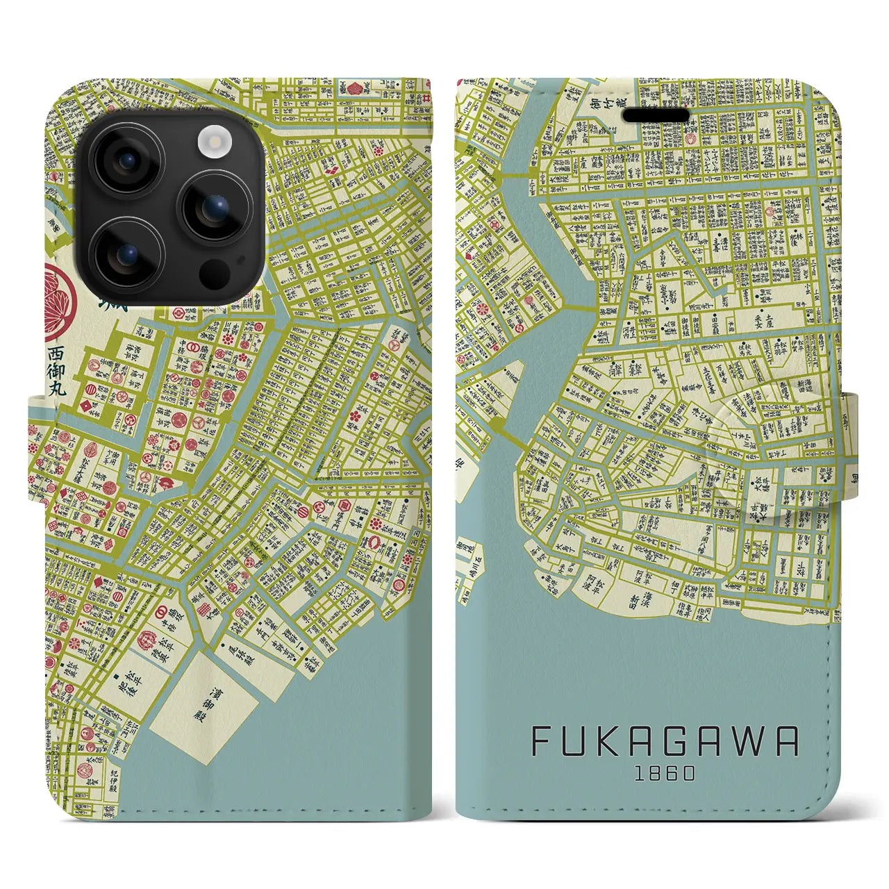 【深川（東京都）】万延江戸図iPhoneケース（手帳タイプ）