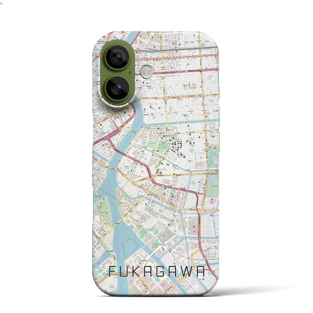 【深川2（東京都）】地図柄iPhoneケース（バックカバータイプ）