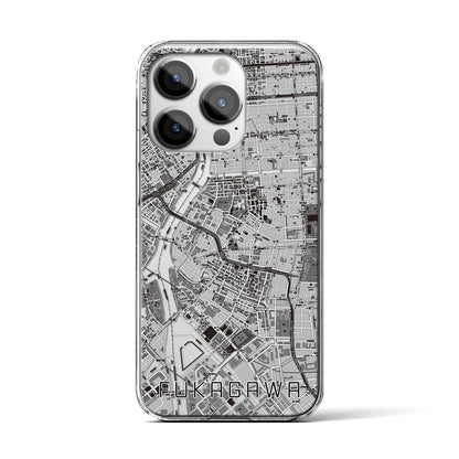 【深川2（東京都）】地図柄iPhoneケース（クリアタイプ）モノトーン・iPhone 14 Pro 用