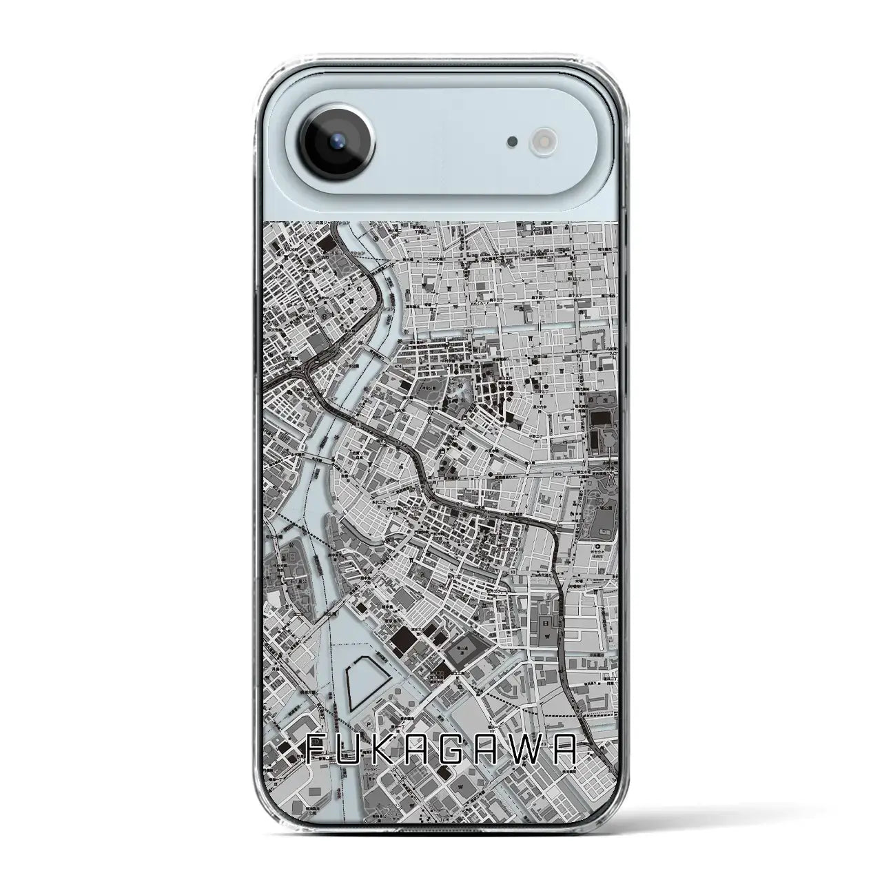 【深川2（東京都）】地図柄iPhoneケース（クリアタイプ）モノトーン・iPhone 17 Pro Max 用