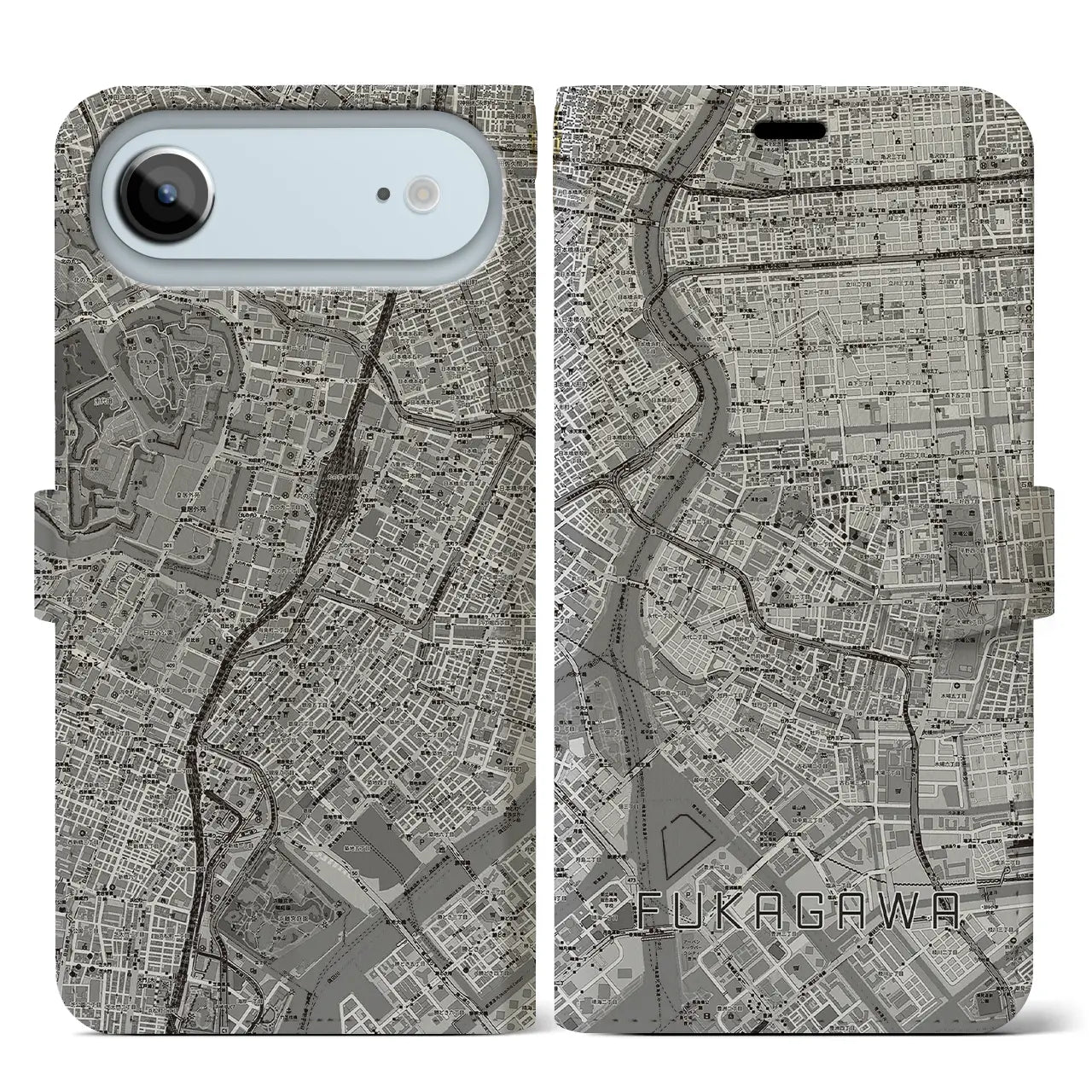 【深川2（東京都）】地図柄iPhoneケース（手帳タイプ）