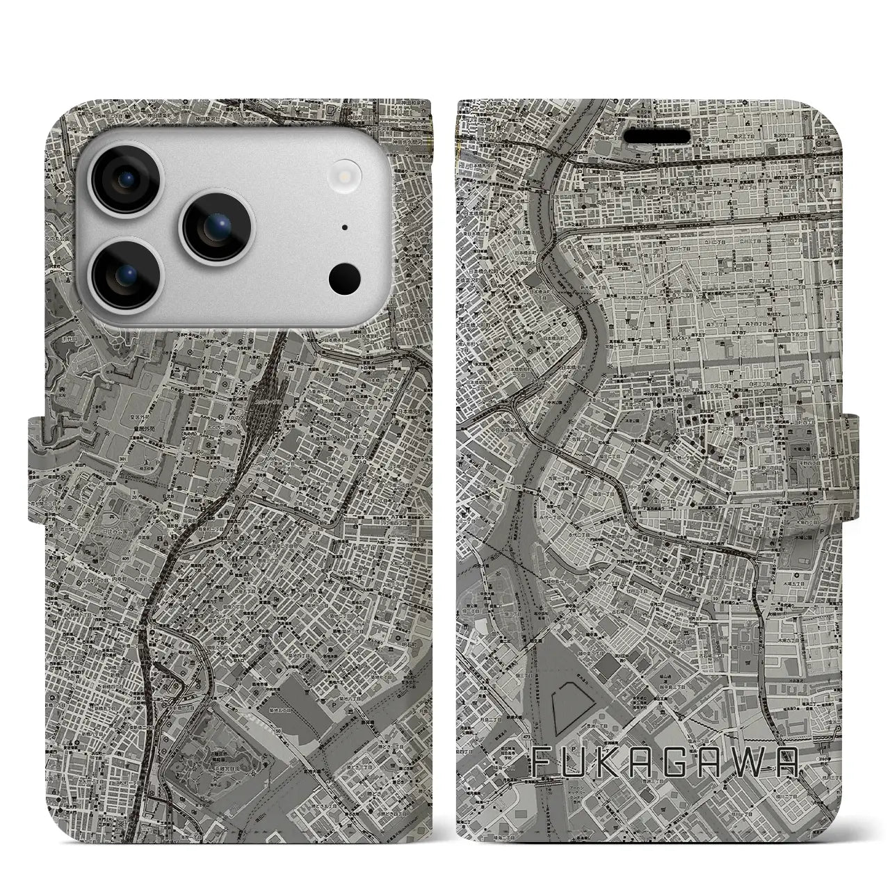 【深川2（東京都）】地図柄iPhoneケース（手帳タイプ）