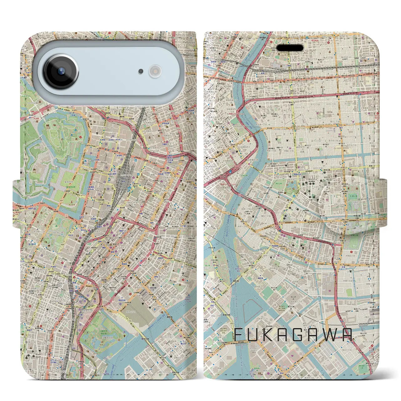 【深川2（東京都）】地図柄iPhoneケース（手帳タイプ）
