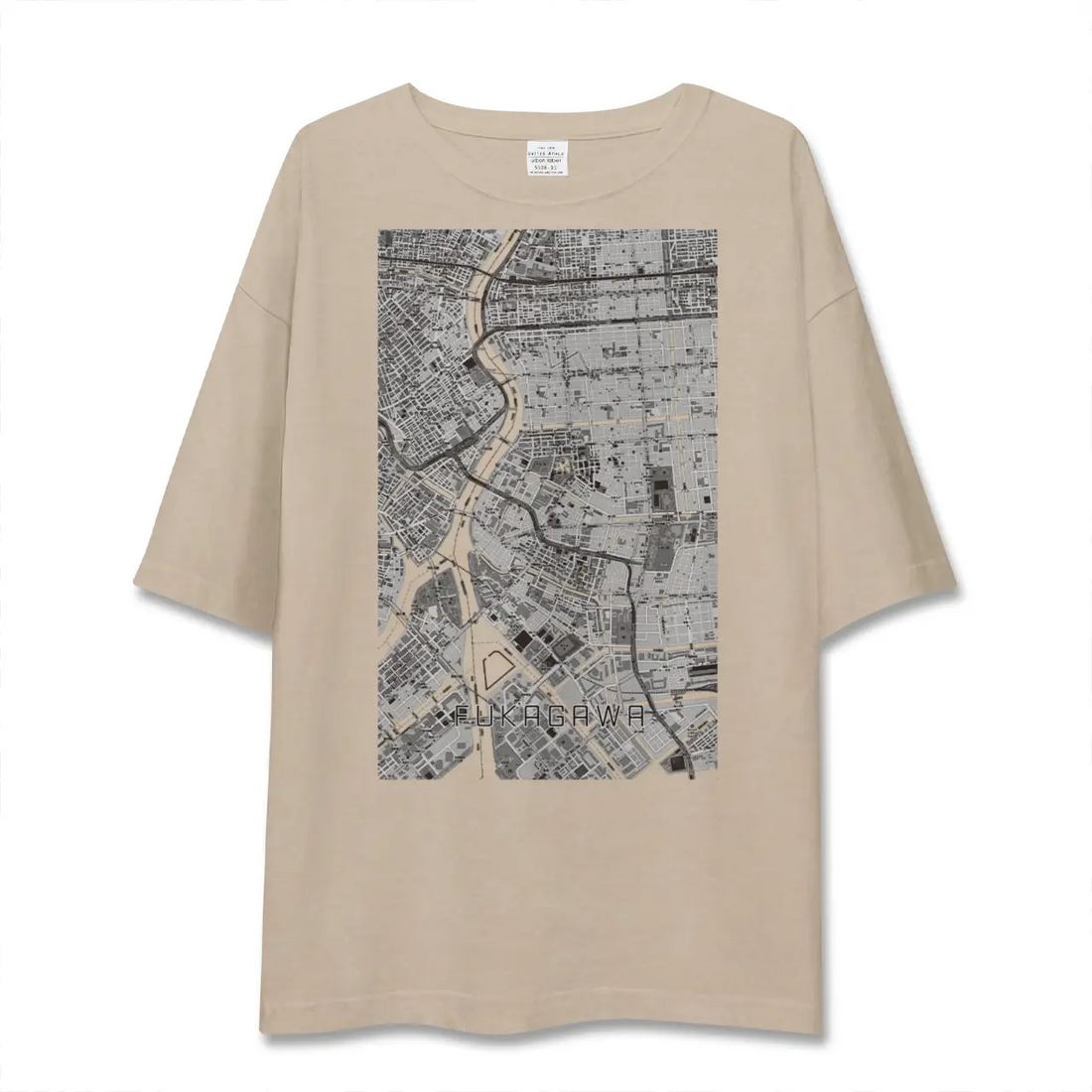 【深川2（東京都）】地図柄ビッグシルエットTシャツ