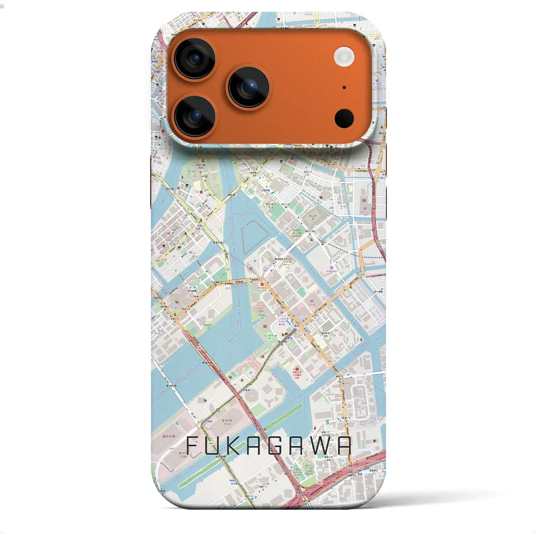 【深川（東京都）】地図柄iPhoneケース（バックカバータイプ）ブラック・iPhone 17 Pro Max 用