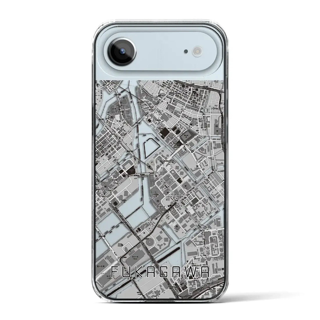 【深川（東京都）】地図柄iPhoneケース（クリアタイプ）モノトーン・iPhone 17 Pro Max 用