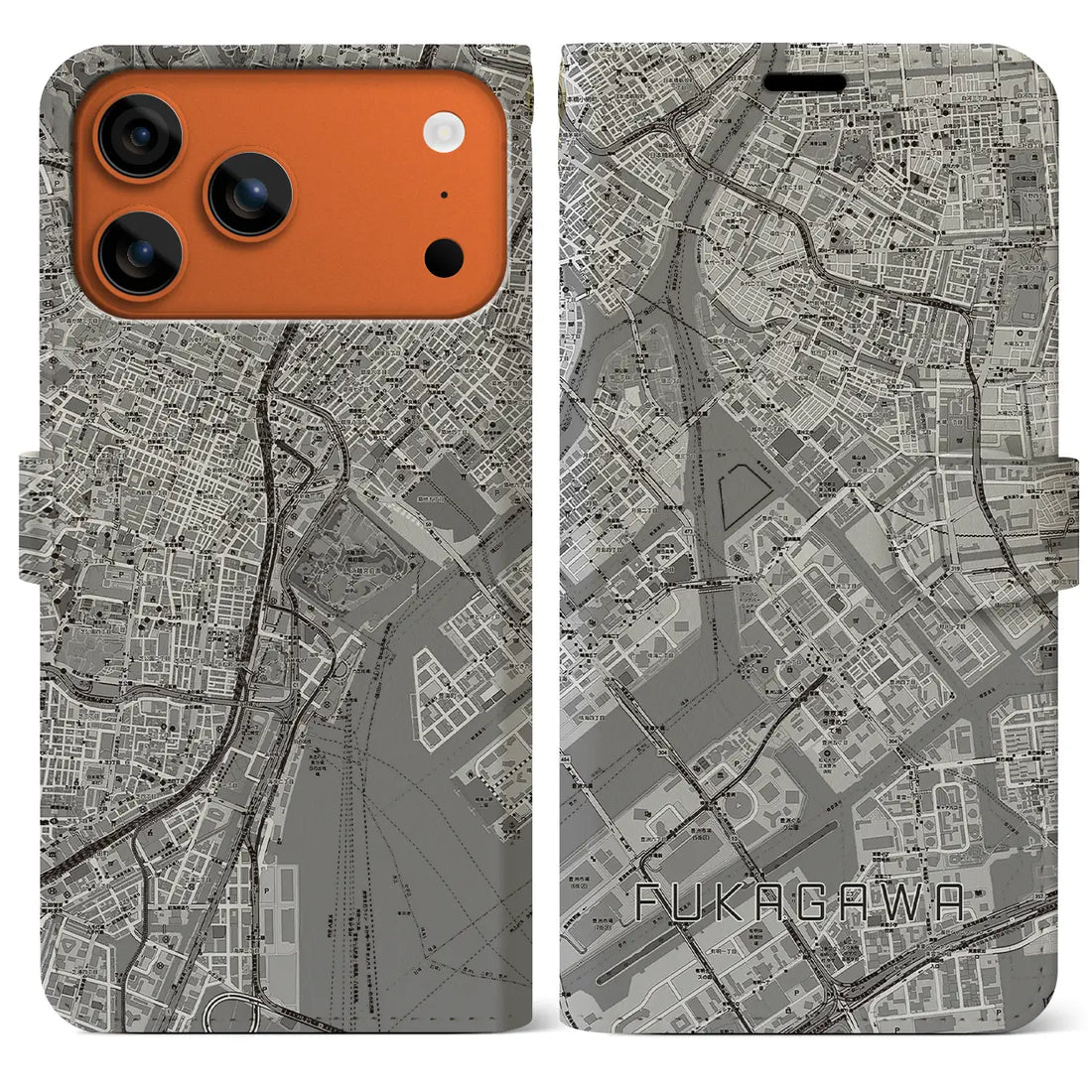 【深川（東京都）】地図柄iPhoneケース（手帳タイプ）