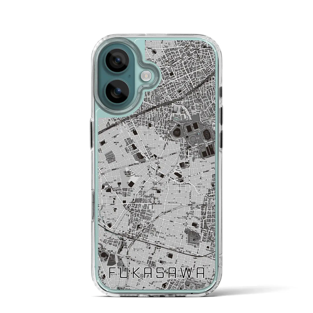 【深沢（東京都）】地図柄iPhoneケース（MagSafeタイプ）モノトーン・iPhone 16 Pro 用