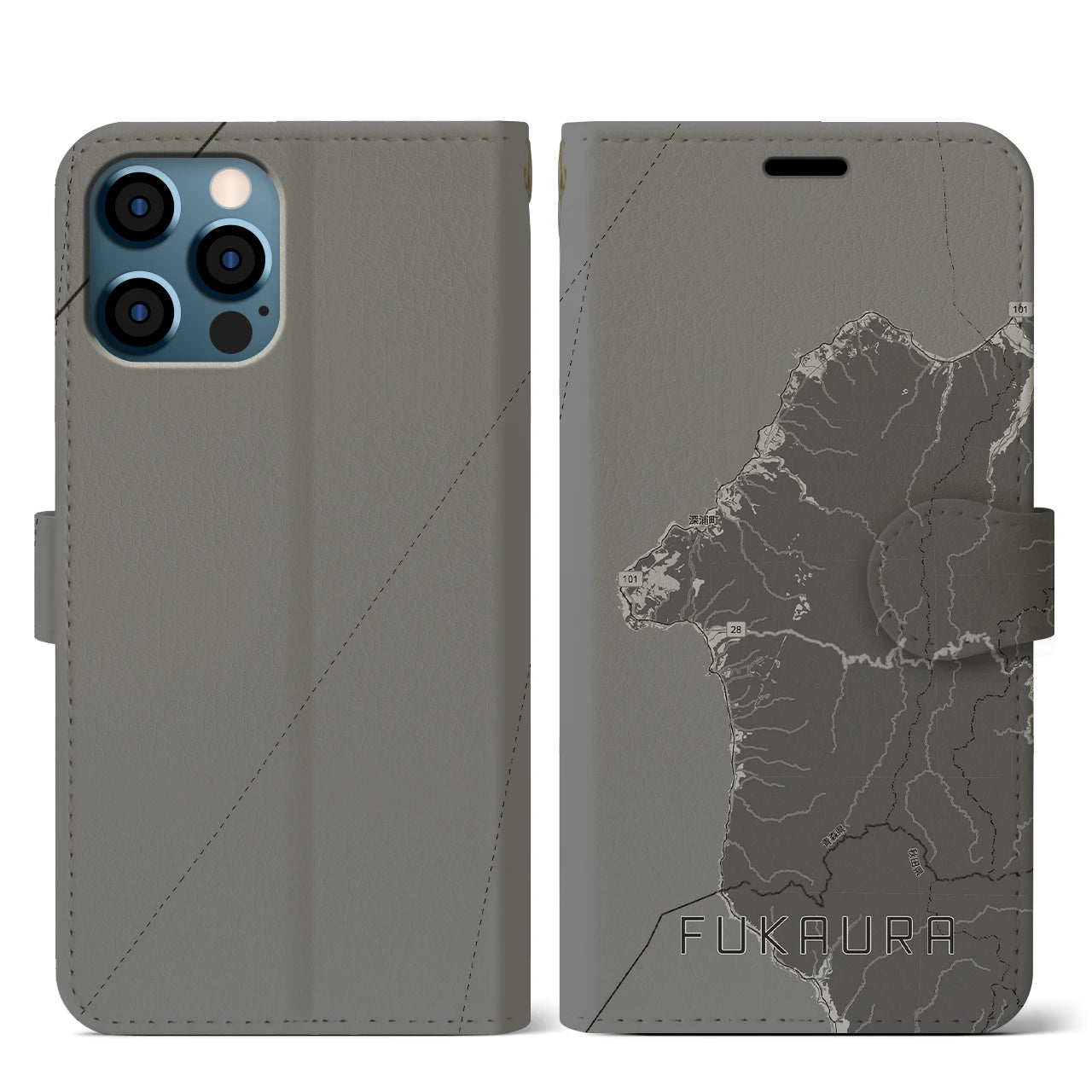 【深浦（青森県）】地図柄iPhoneケース（手帳タイプ）