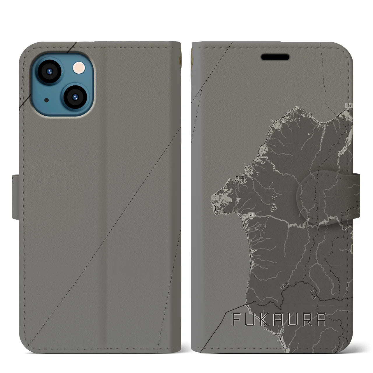 【深浦（青森県）】地図柄iPhoneケース（手帳タイプ）