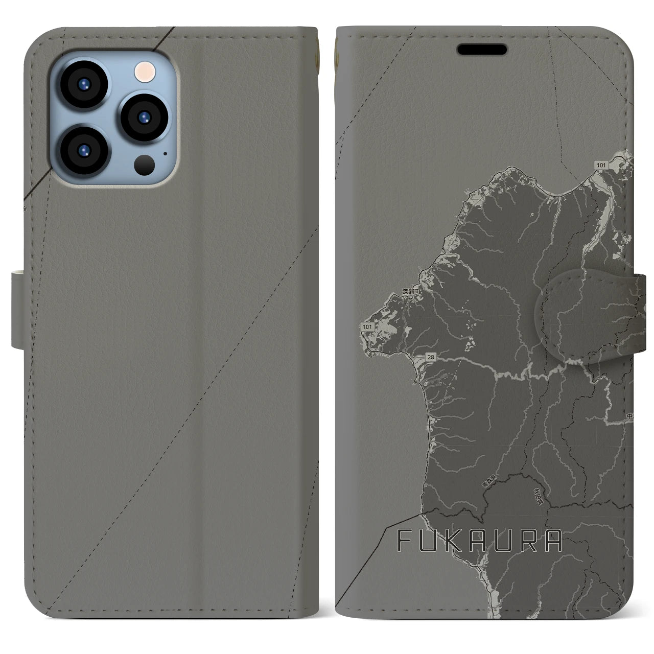 【深浦（青森県）】地図柄iPhoneケース（手帳タイプ）