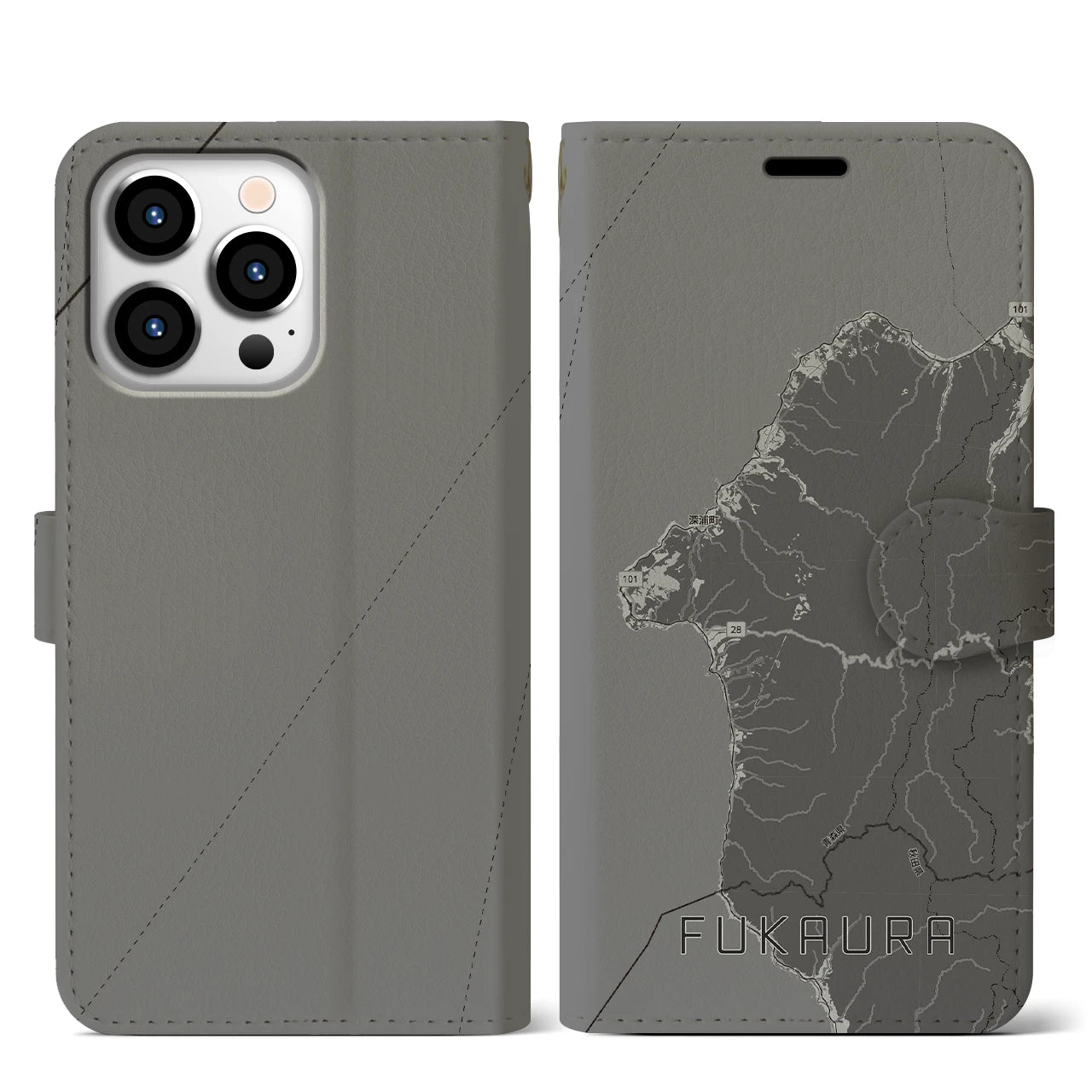 【深浦（青森県）】地図柄iPhoneケース（手帳タイプ）