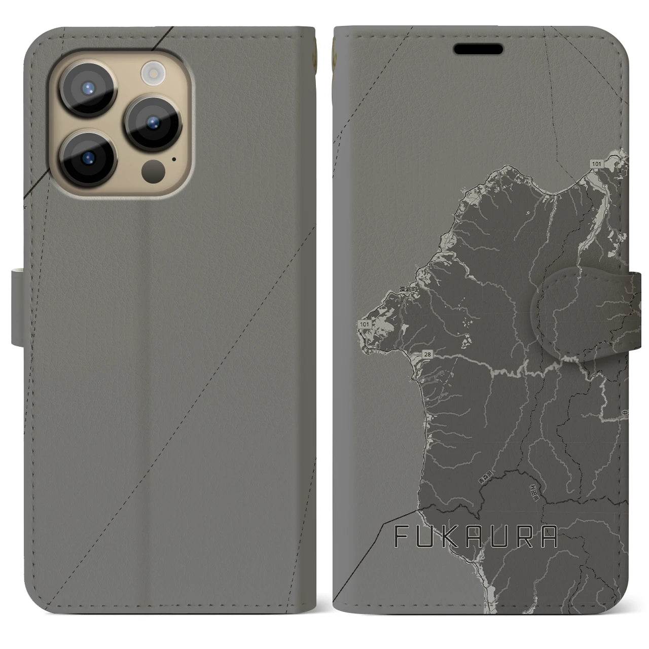 【深浦（青森県）】地図柄iPhoneケース（手帳タイプ）