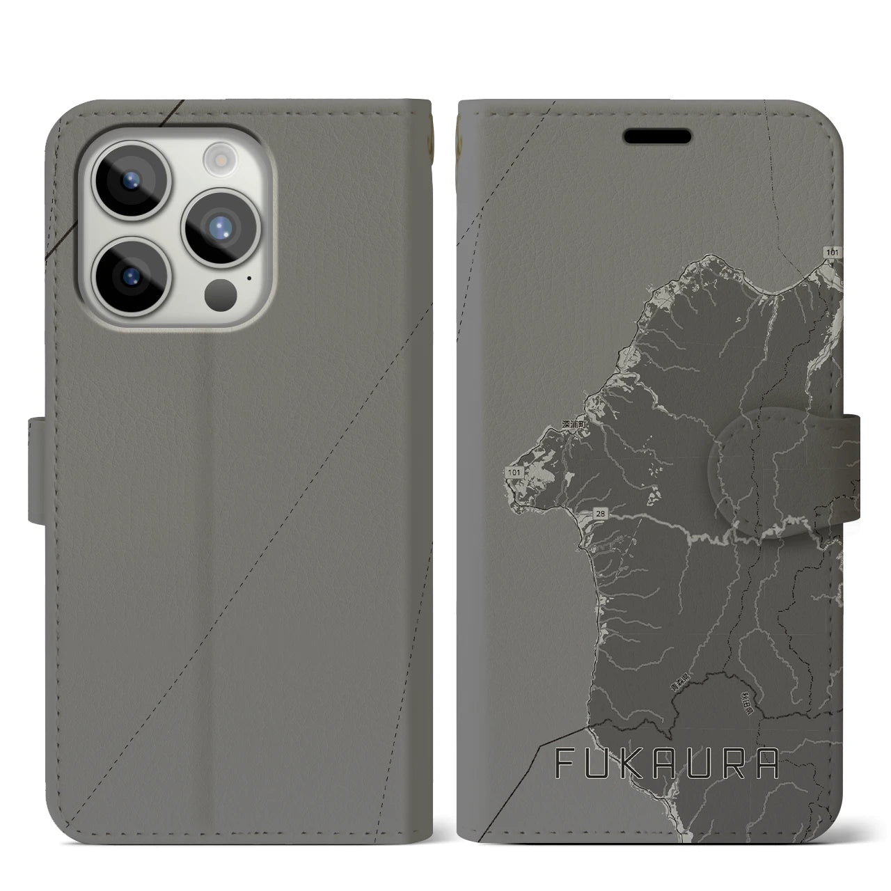 【深浦（青森県）】地図柄iPhoneケース（手帳タイプ）